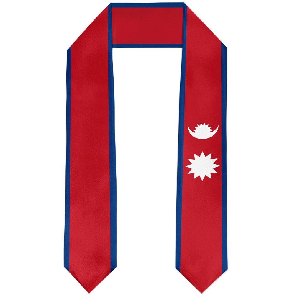 6896 Nepal Flag Graduation Stole Satin Sash Scarf for Study Aboard